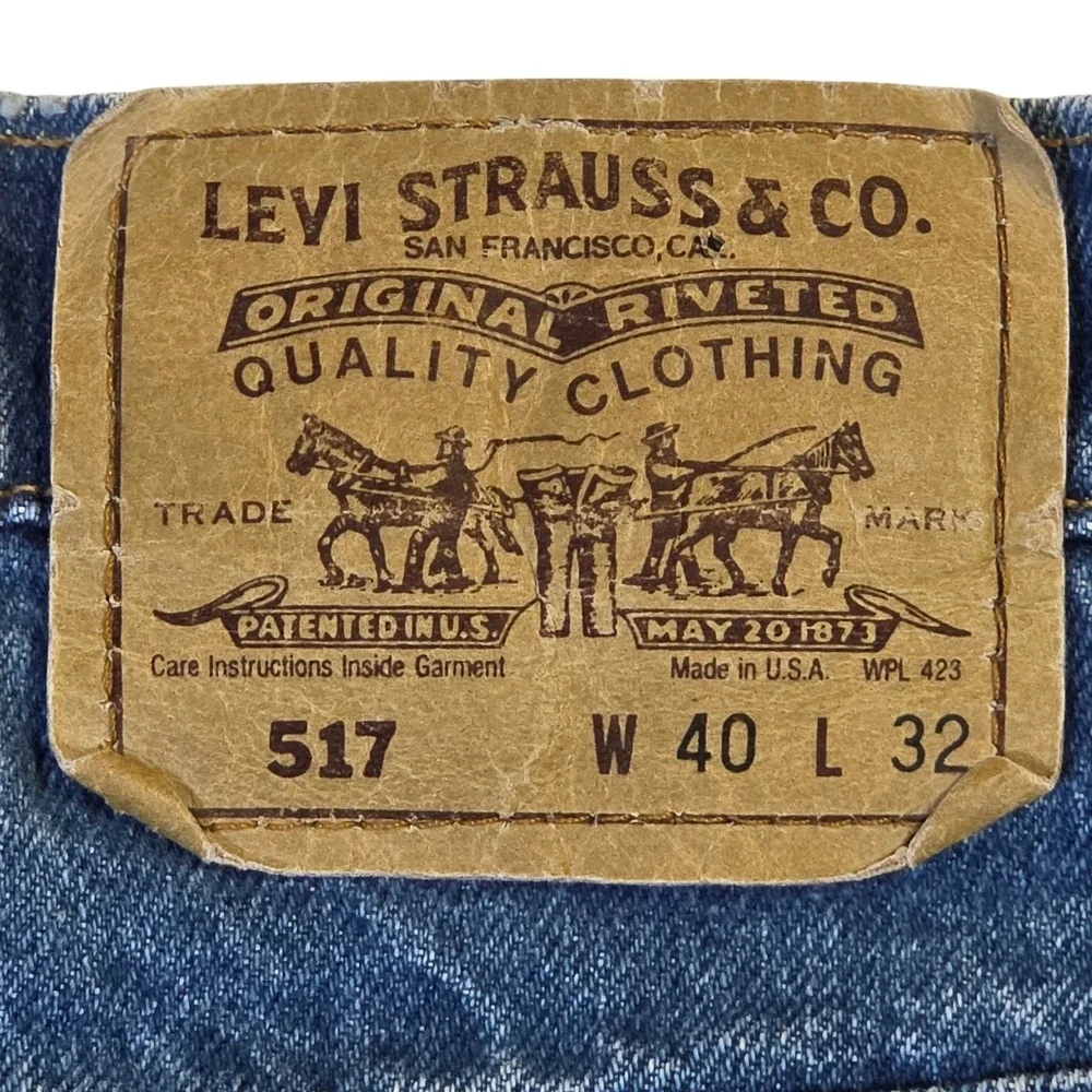 VTG Levi's 517 Jeans 40x32 Orange Tab Bootcut Blue Mens Denim *READ*